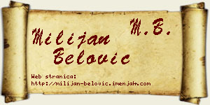Milijan Belović vizit kartica